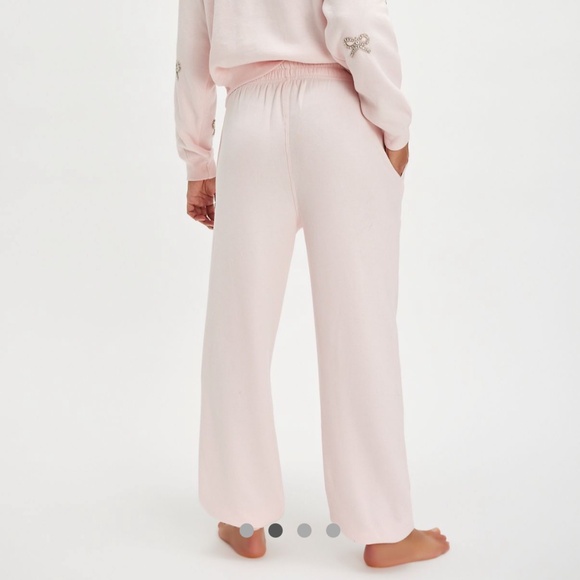 LoveShackFancy Lillia Embellished Ribbon Sweatpants in Icicle Pink Size Medium - Picture 4 of 9